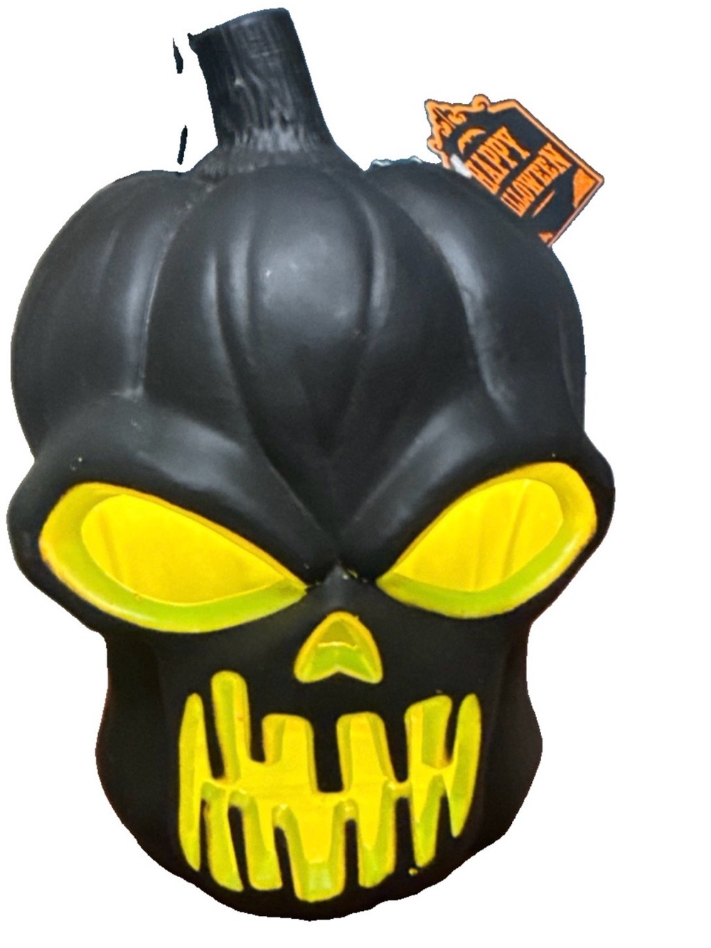 Vintage 2009 Walmart Black Skull Pumpkin Blow Mold Light Up Jack O Lantern NWT